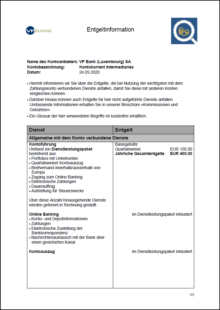 Entgeltinformation Intermediaries