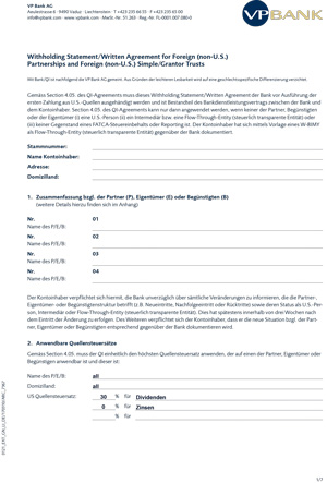 US-Quellensteuer (Written Agreement)