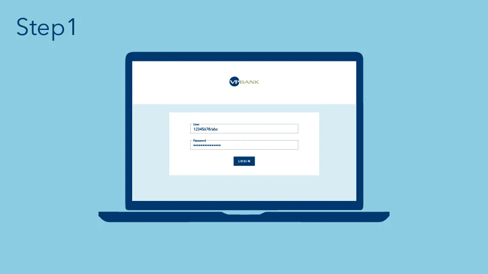 Step 1: Enter your login details (user and password) as usual in the client portal. VP Bank Connect Login: step 1