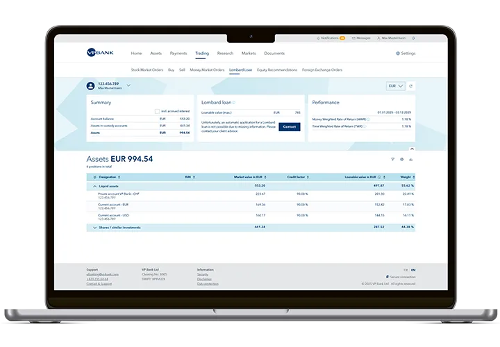 Lombard loan calculator