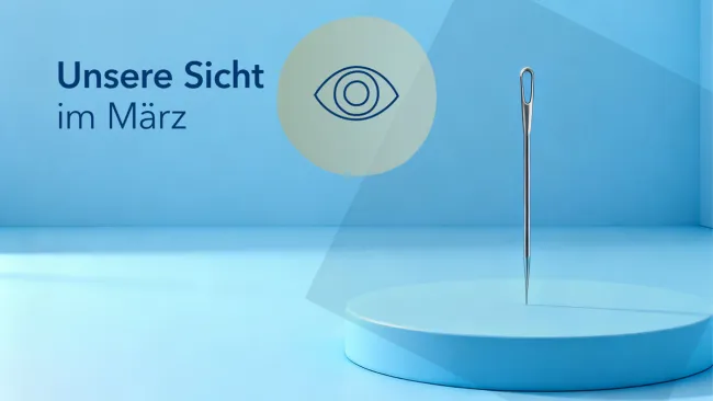 Nadelöhr auf hellblauem Hintergrund