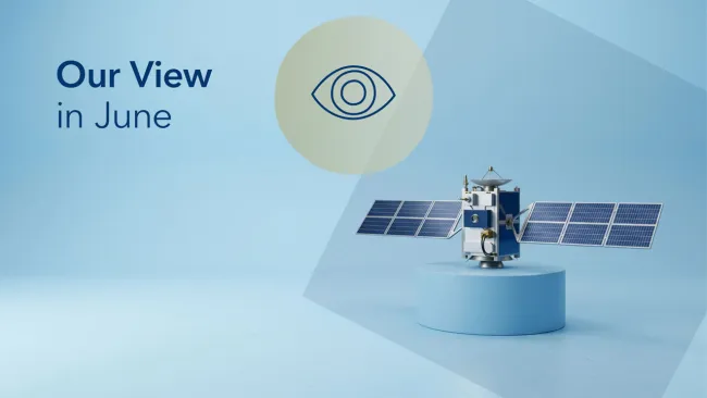 Satellite on a light blue background