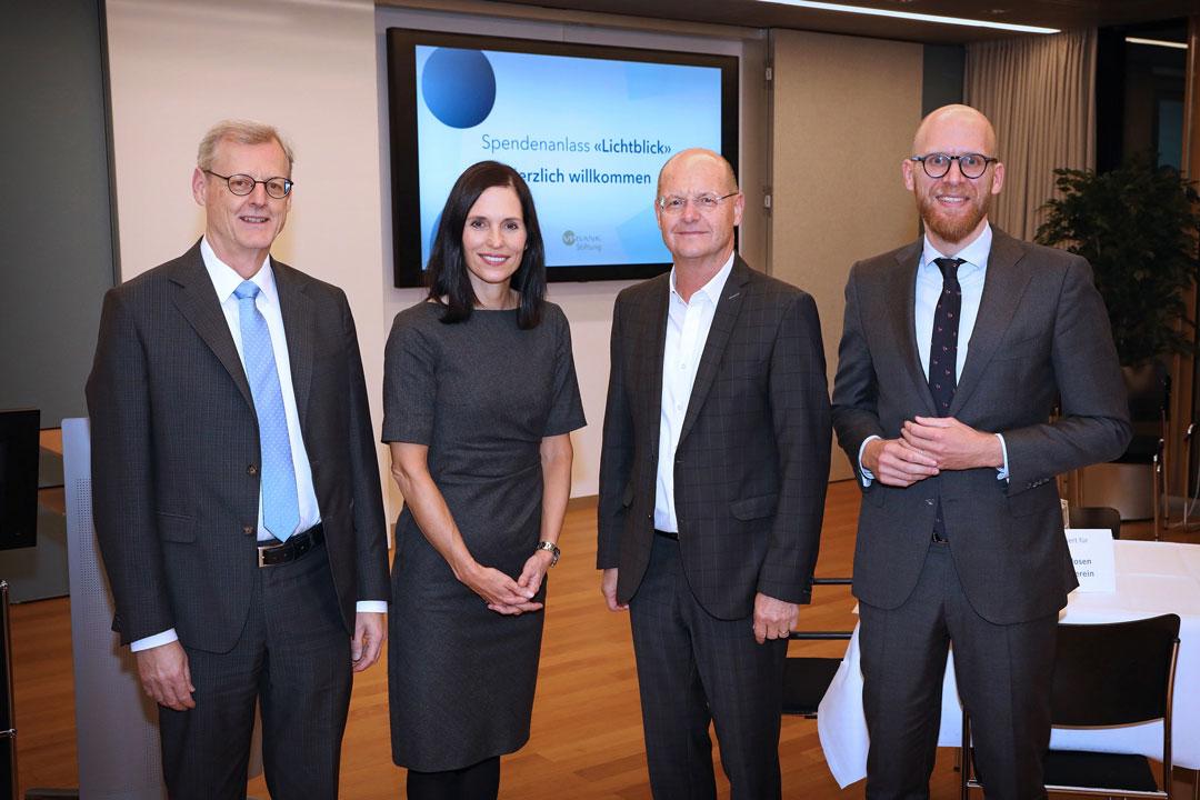 Alois Beck (Vizepräsident des Stiftungsrates), Andrea Heutschi-Rhomberg (Geschäftsführerin der VP Bank Stiftung), Fredy Vogt (Präsident des Stiftungsrates) und Dr. Felix Brill (Mitglied des Stiftungsrates).